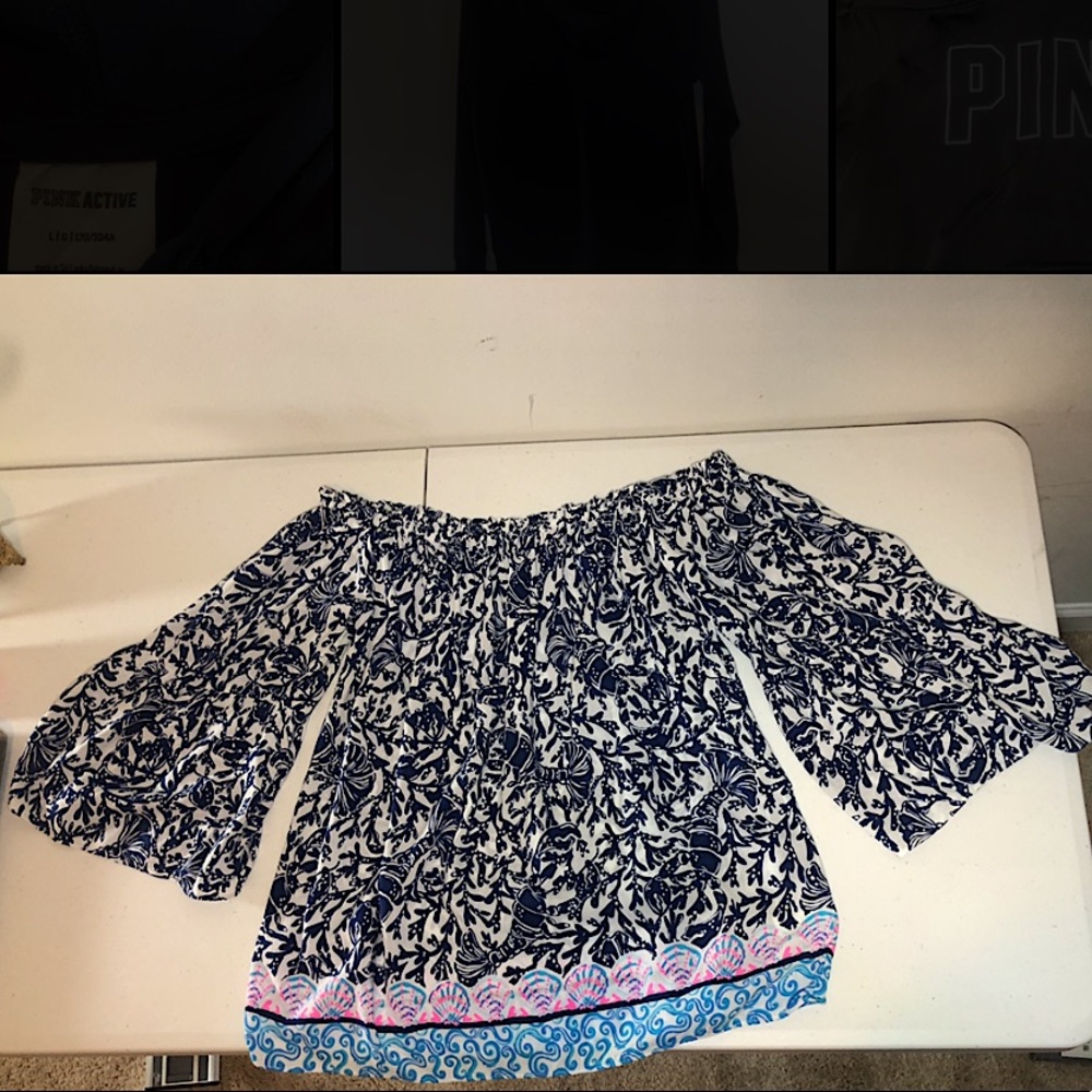 Off the shoulder Lilly Pulitzer top.